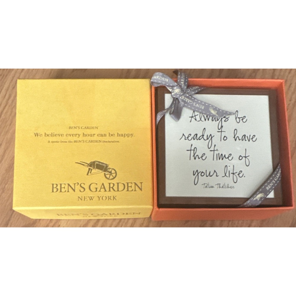 Ben's Garden New York Coasters (4) Copper & Glass "Always‎ Be Ready To…"  In Box